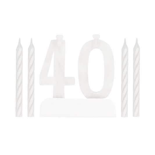 Number 40 Flashing Holder with Birthday Candles