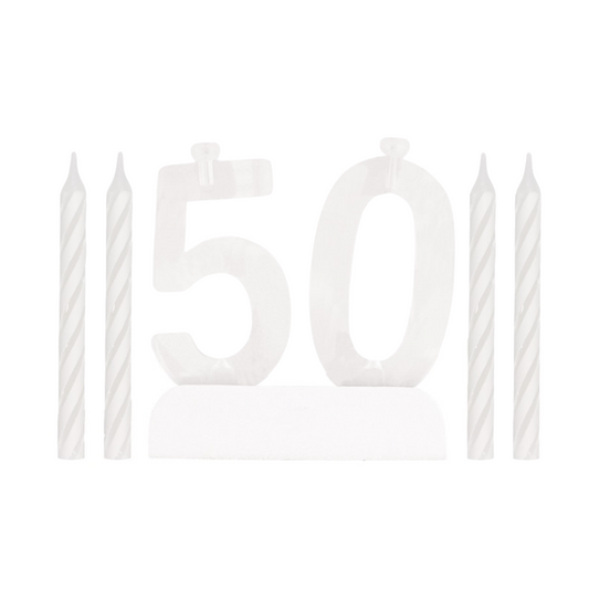 Number 50 Flashing Holder with Birthday Candles