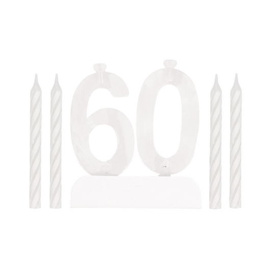 Number 60 Flashing Holder with Birthday Candles
