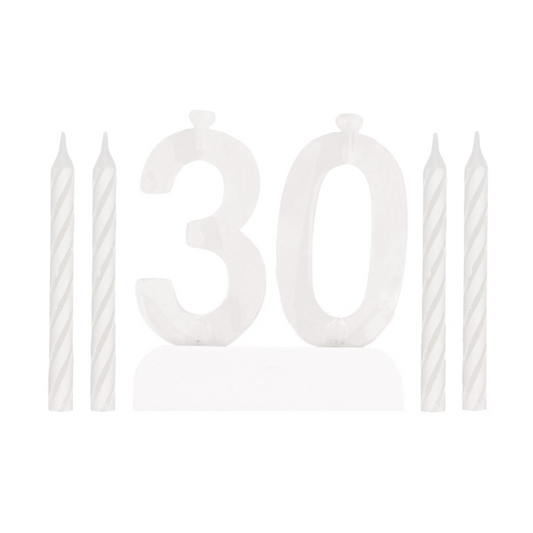 Number 30 Flashing Holder with Birthday Candles