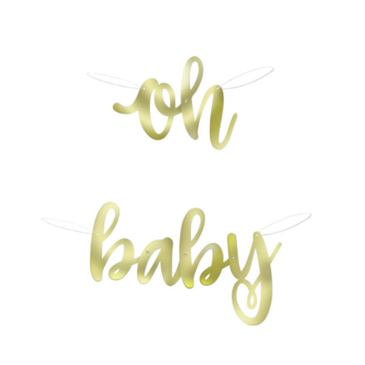 Oh Baby Gold Baby Shower "Oh Baby" Gold Foil Script Banner