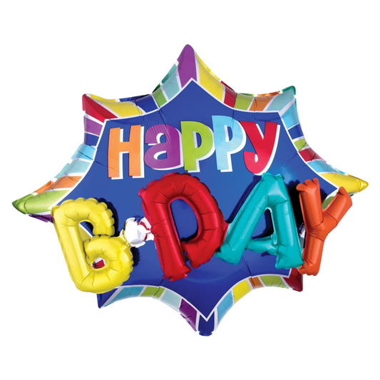 35" Happy Birthday Burst Multi