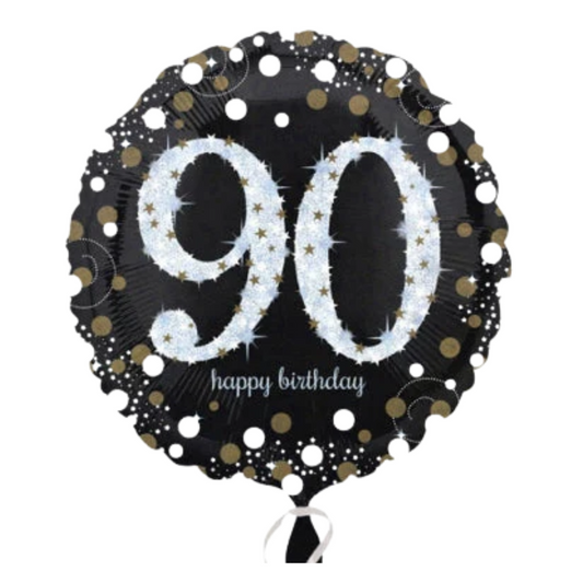 18"A Happy Birthday Sparkling 90th Holographic
