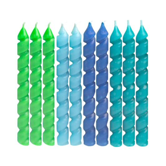 Blue & Green Spiral Birthday Candles  10ct