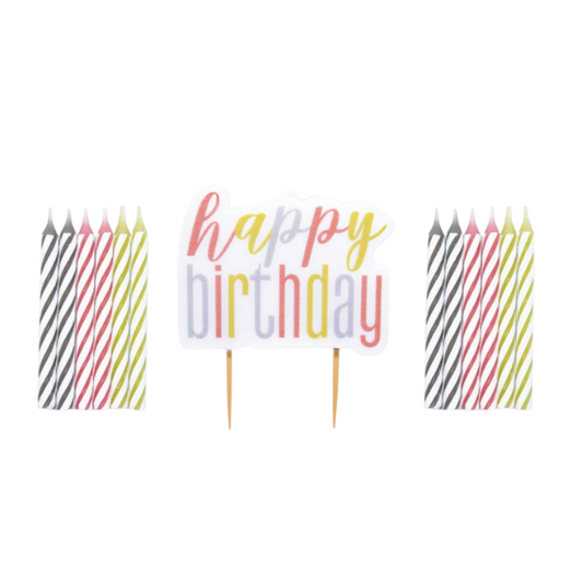 Rose Gold Happy Birthday Pick Candle & Spiral Candle