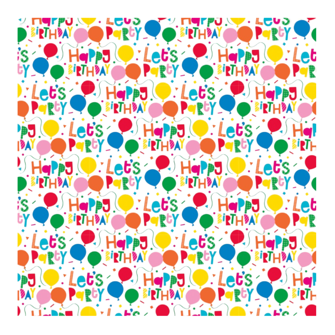 Colorful Balloons Let's Party Gift Wrap  30" x 5 ft