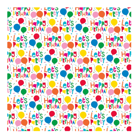 Colorful Balloons Let's Party Gift Wrap  30" x 5 ft
