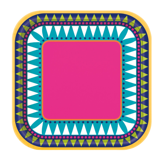 Diwali Fiesta Square 7" Dessert Plates  10ct