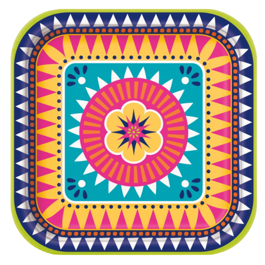 Diwali Fiesta Square 9" Dinner Plates  8ct