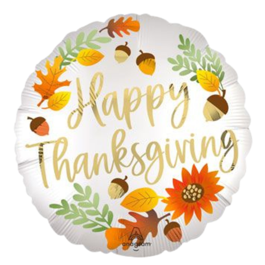 18" HAPPY THANKSGIVING SATIN