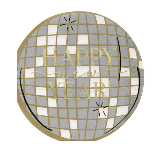 "Happy New Year" Disco Ball Shaped Napkins  16ct