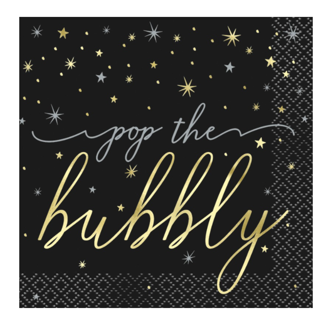 "Pop the Bubbly" Beverage Napkins  16ct