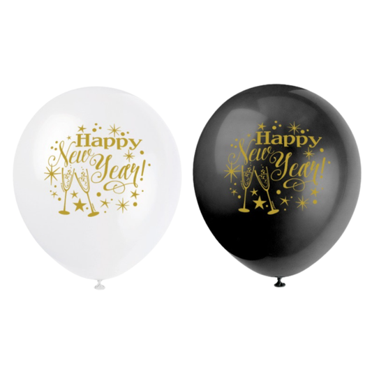 Glittering New Year 12" Latex Balloons  8ct