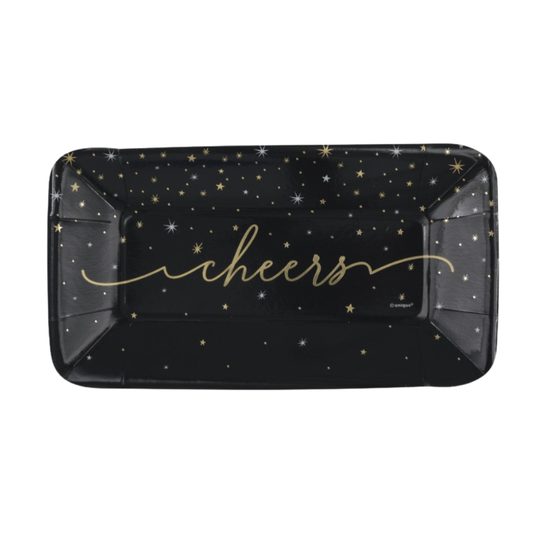 Disco New Year "Cheers" 9" x 5" Appetizer Plates  8ct