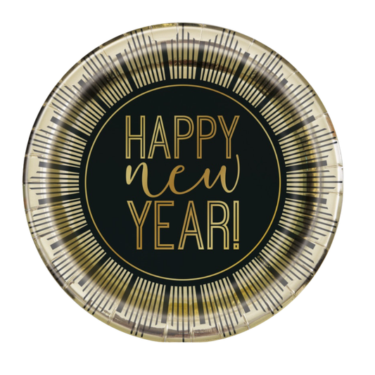 New Years Round 7" Dessert Plates  8ct