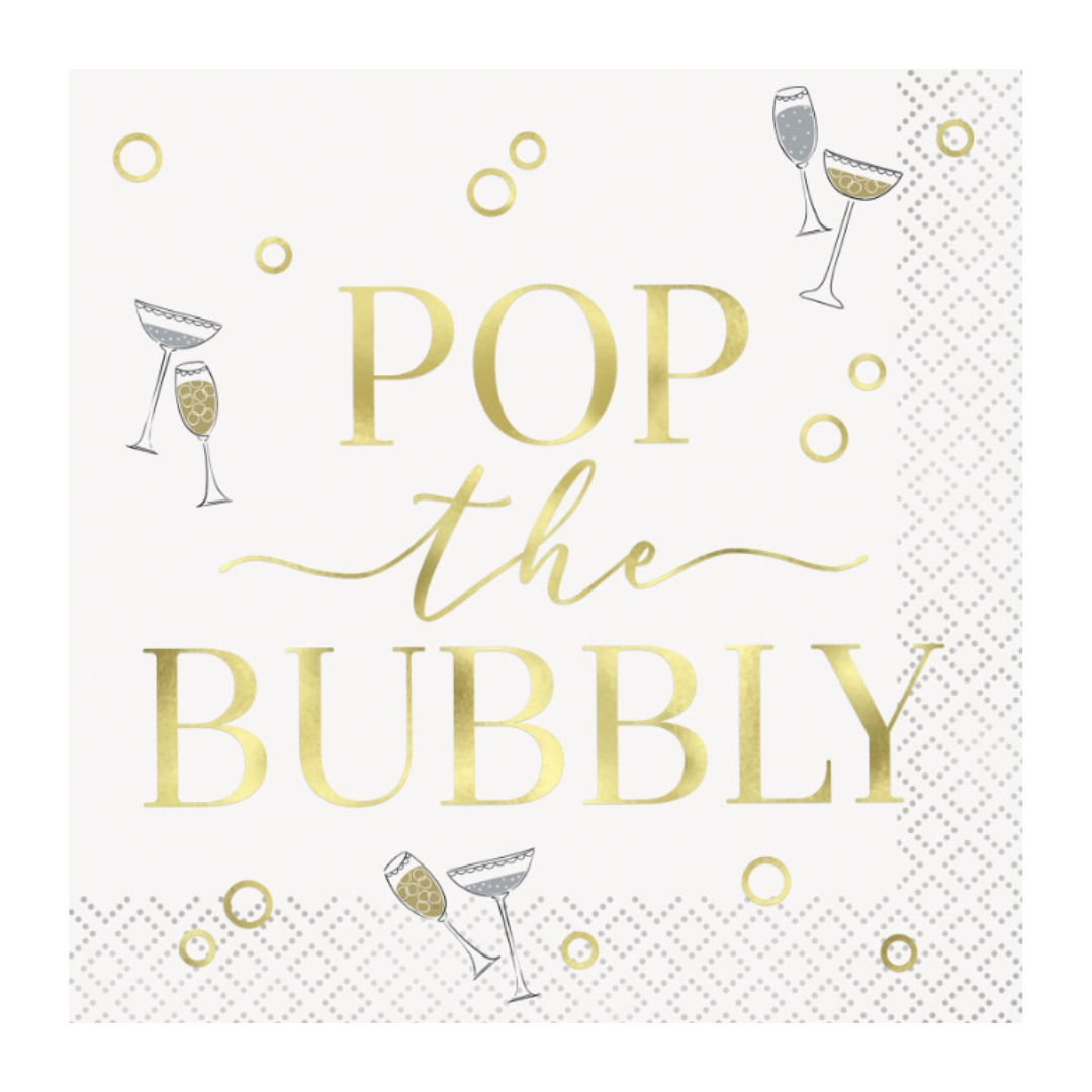 "Pop the Bubbly" Beverage Napkins  16ct