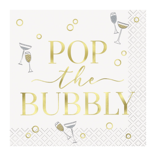 "Pop the Bubbly" Beverage Napkins  16ct