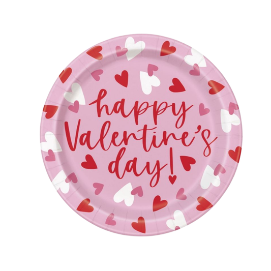 Fluttering Hearts "Happy Valentine's Day!" Round 9" Dinner Plates 8ct