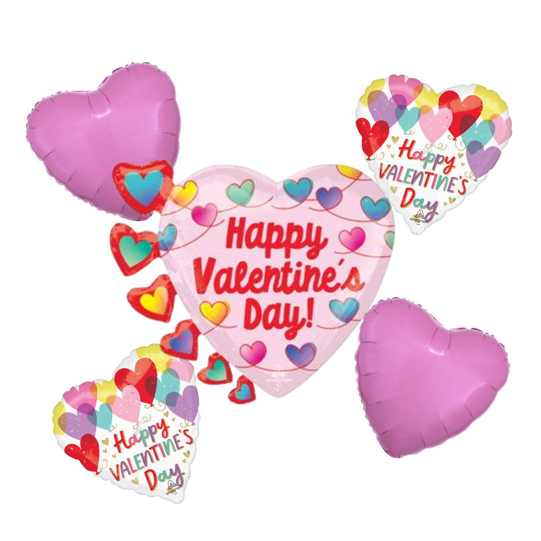Happy Valentine's Day Colorful Balloon Bouquet