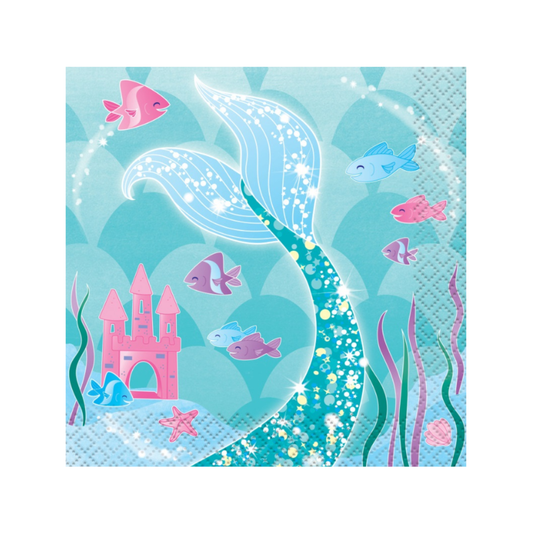 Mermaid Beverage Napkins  16ct