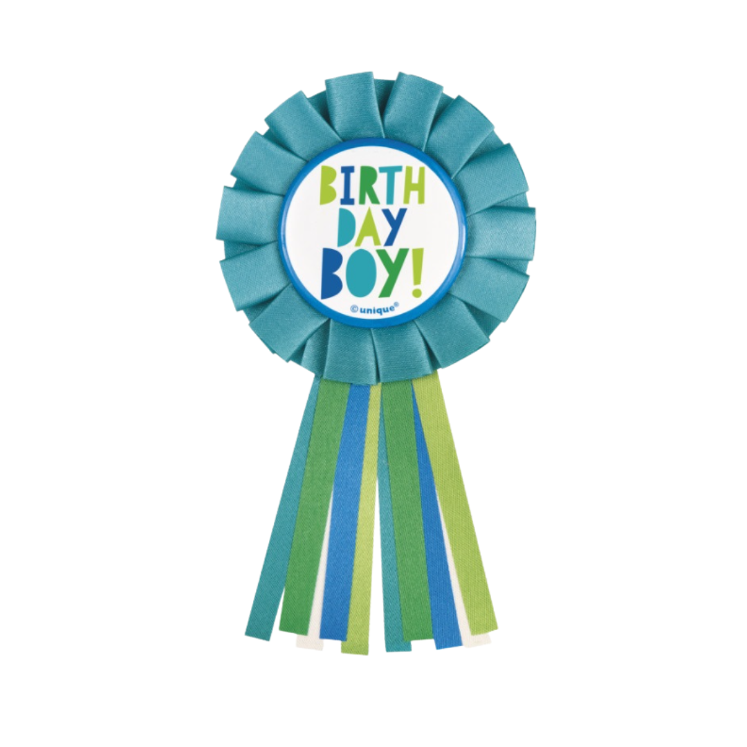 Birthday Boy Badge with Ribbon Tassels