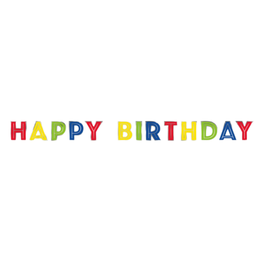 Silver Foil & Rainbow Happy Birthday Banner  7.25 ft