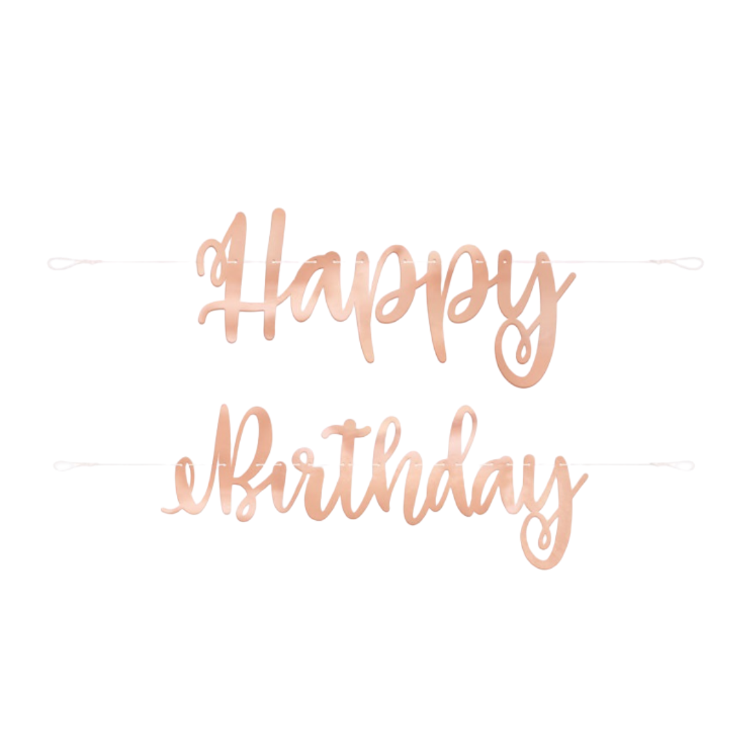 Rose Gold Script "Happy Birthday" Banner  7 ft