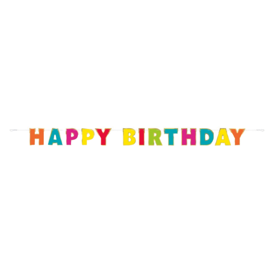 Gold Foil & Rainbow Happy Birthday Banner  7.25 ft