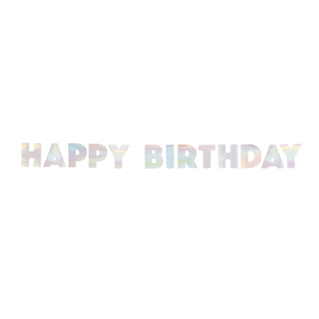 Iridescent Foil Happy Birthday Banner  7.25 ft
