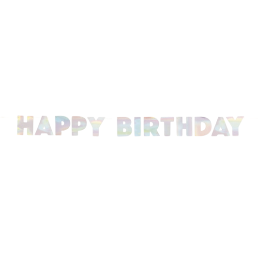 Iridescent Foil Happy Birthday Banner  7.25 ft