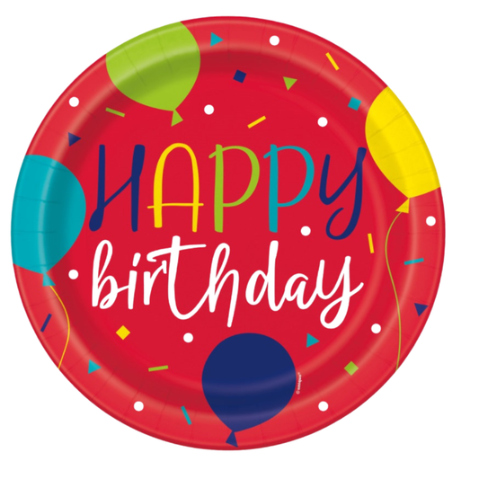 Balloon Party Birthday Round 9" Dinner Plates  8ct