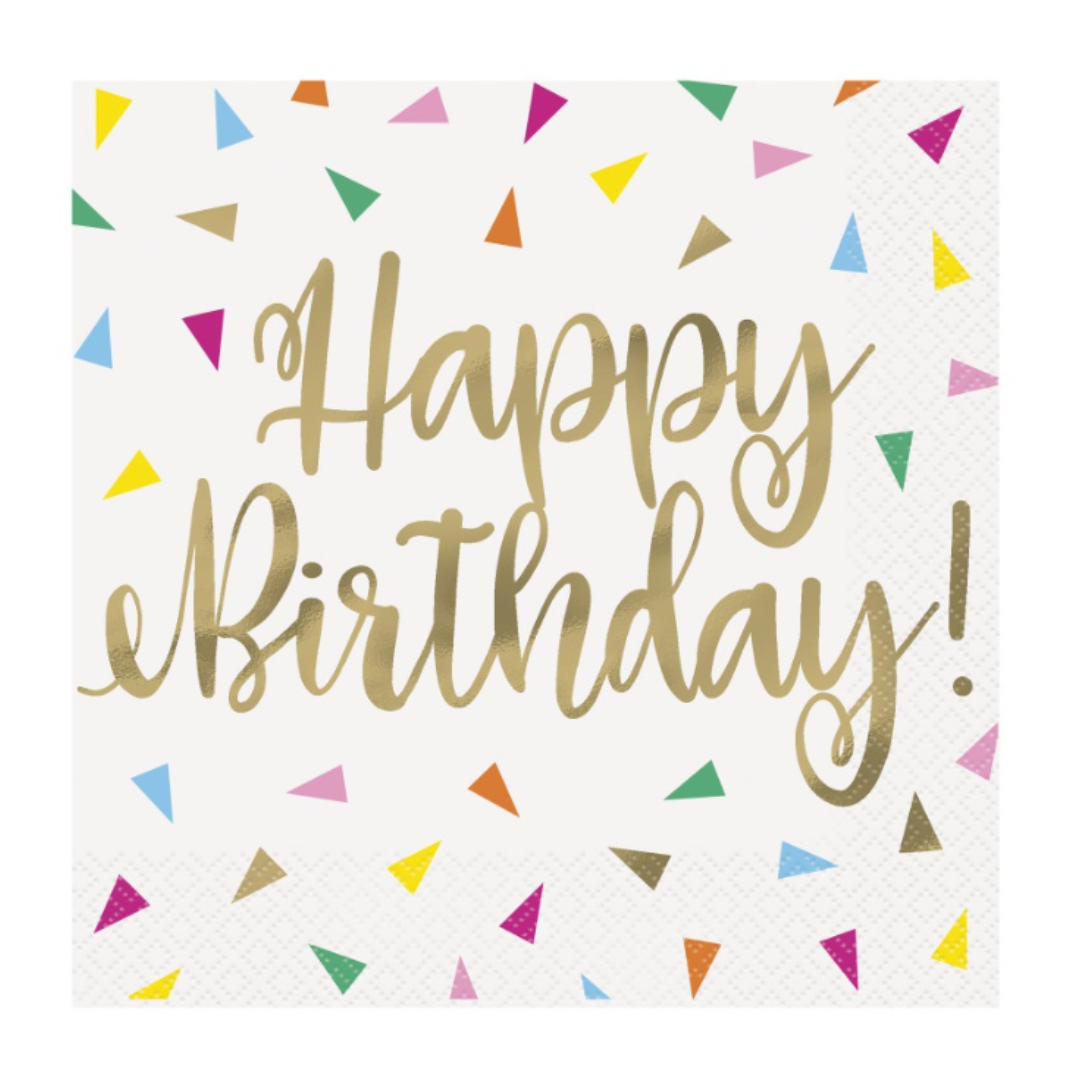 Bright Triangle Birthday "Happy Birthday" Luncheon Napkins  16ct