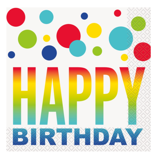 Rainbow Spots Birthday Luncheon Napkins  16ct