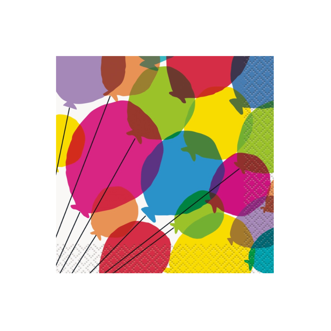 Balloons & Rainbow Birthday Beverage Napkins  16ct
