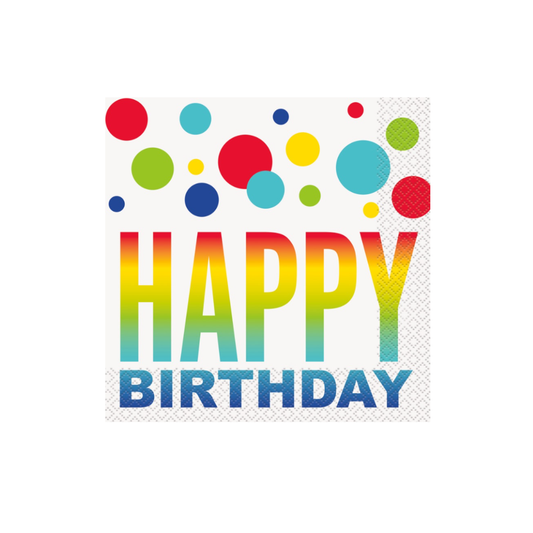 Rainbow Spots Birthday Beverage Napkins  16ct