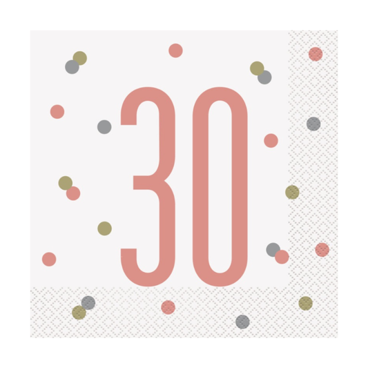 16 Glitz Rose Gold Luncheon Napkins 30