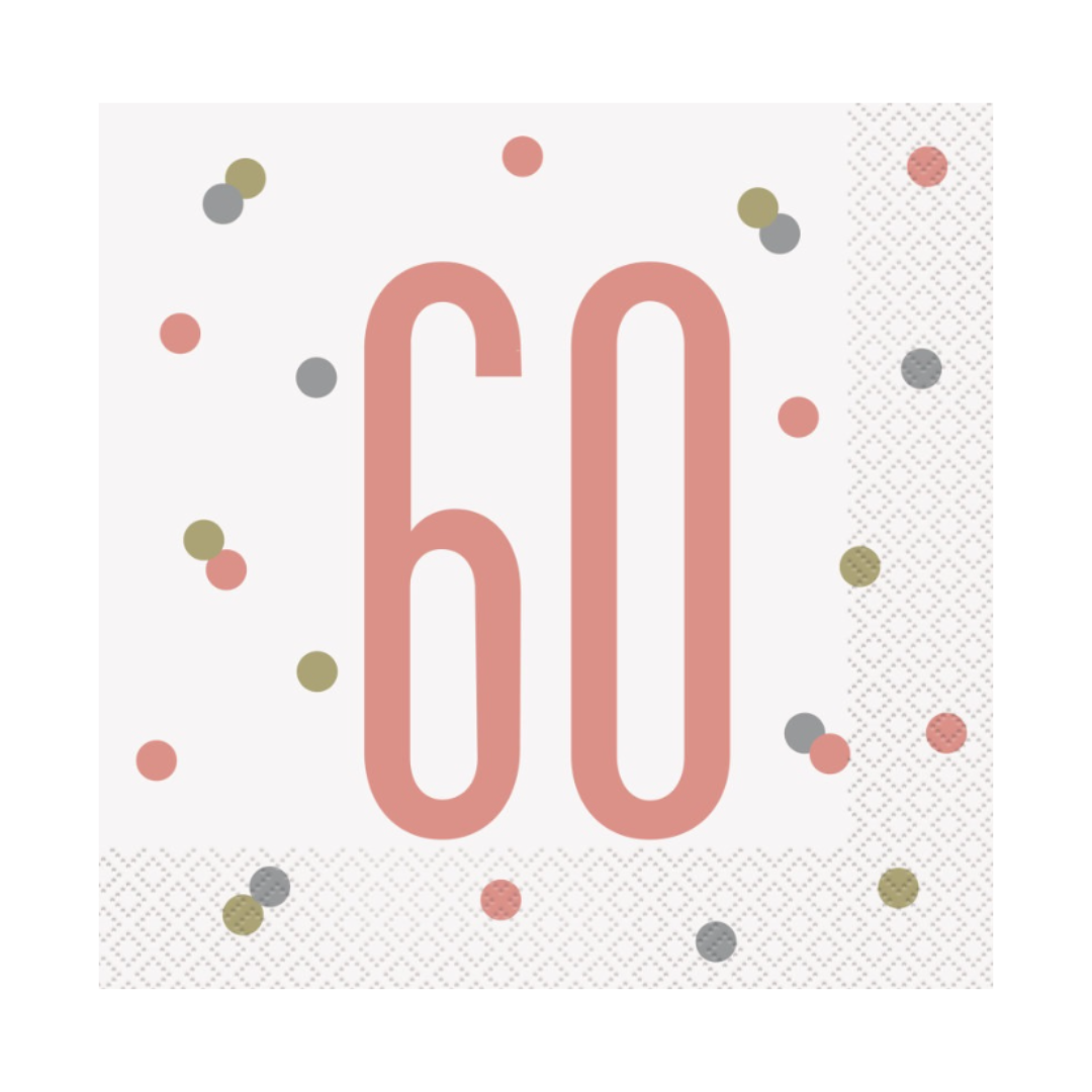 16 Glitz Rose Gold Luncheon Napkins 60