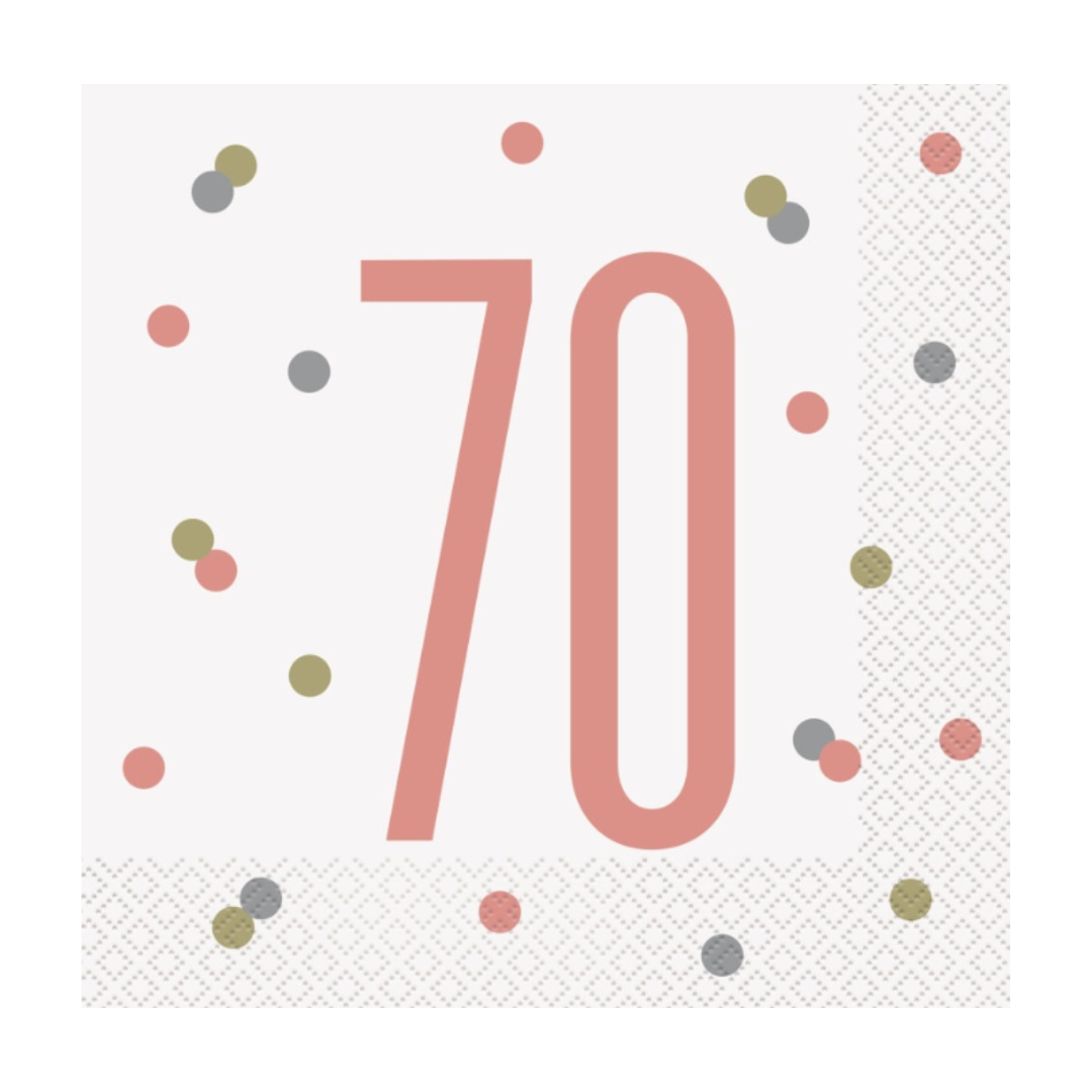 16 Glitz Rose Gold Luncheon Napkins 70