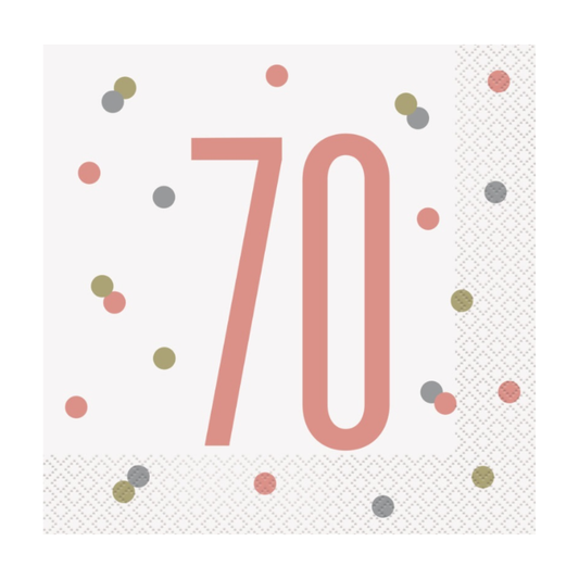 16 Glitz Rose Gold Luncheon Napkins 70