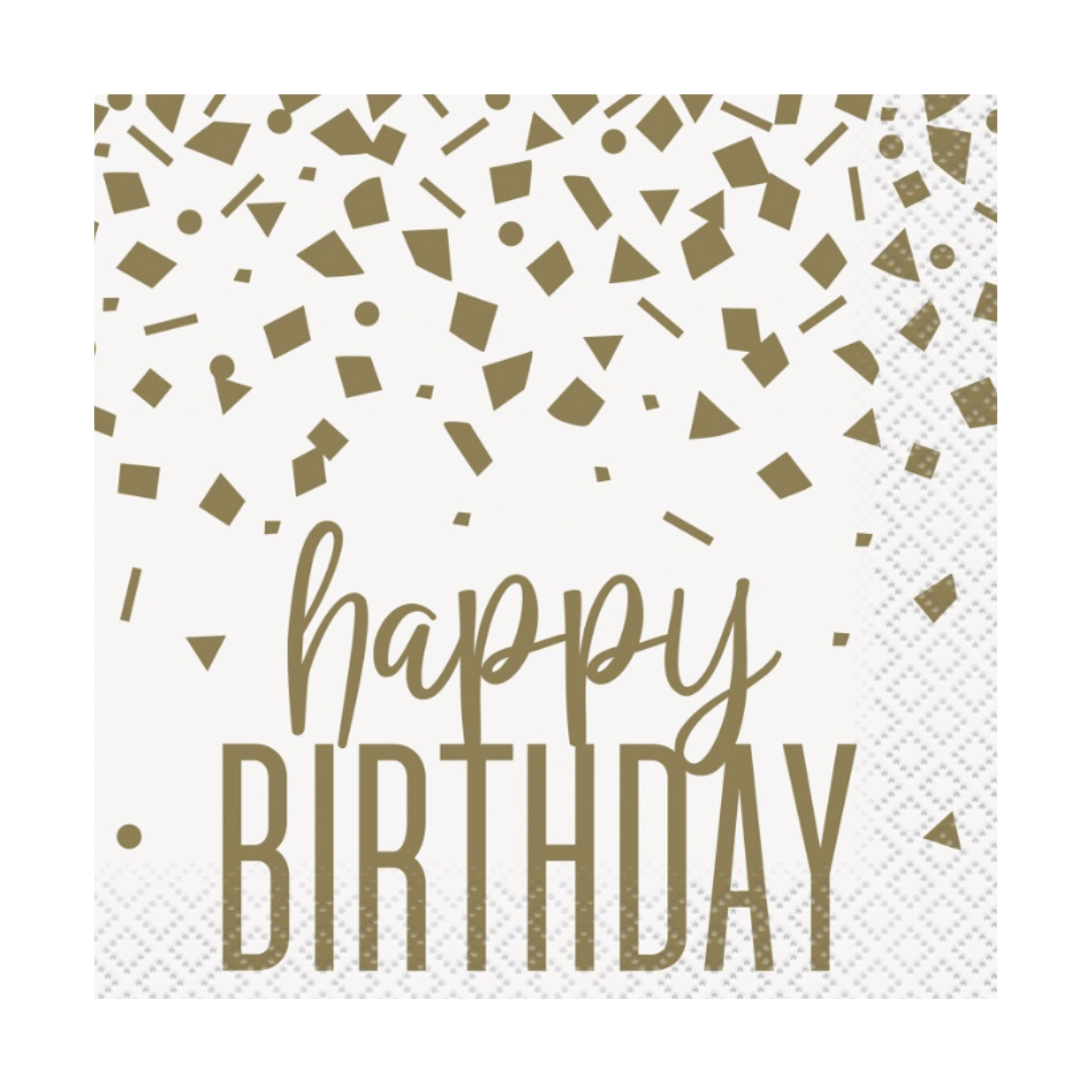 Confetti Gold Birthday Luncheon Napkins  16ct