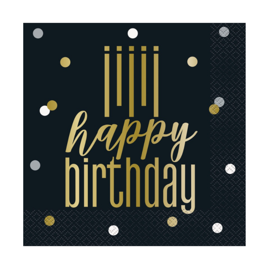 Metallic Happy Birthday Luncheon Napkins  16ct