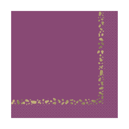 Modern Gold & Purple Luncheon Napkins  16ct
