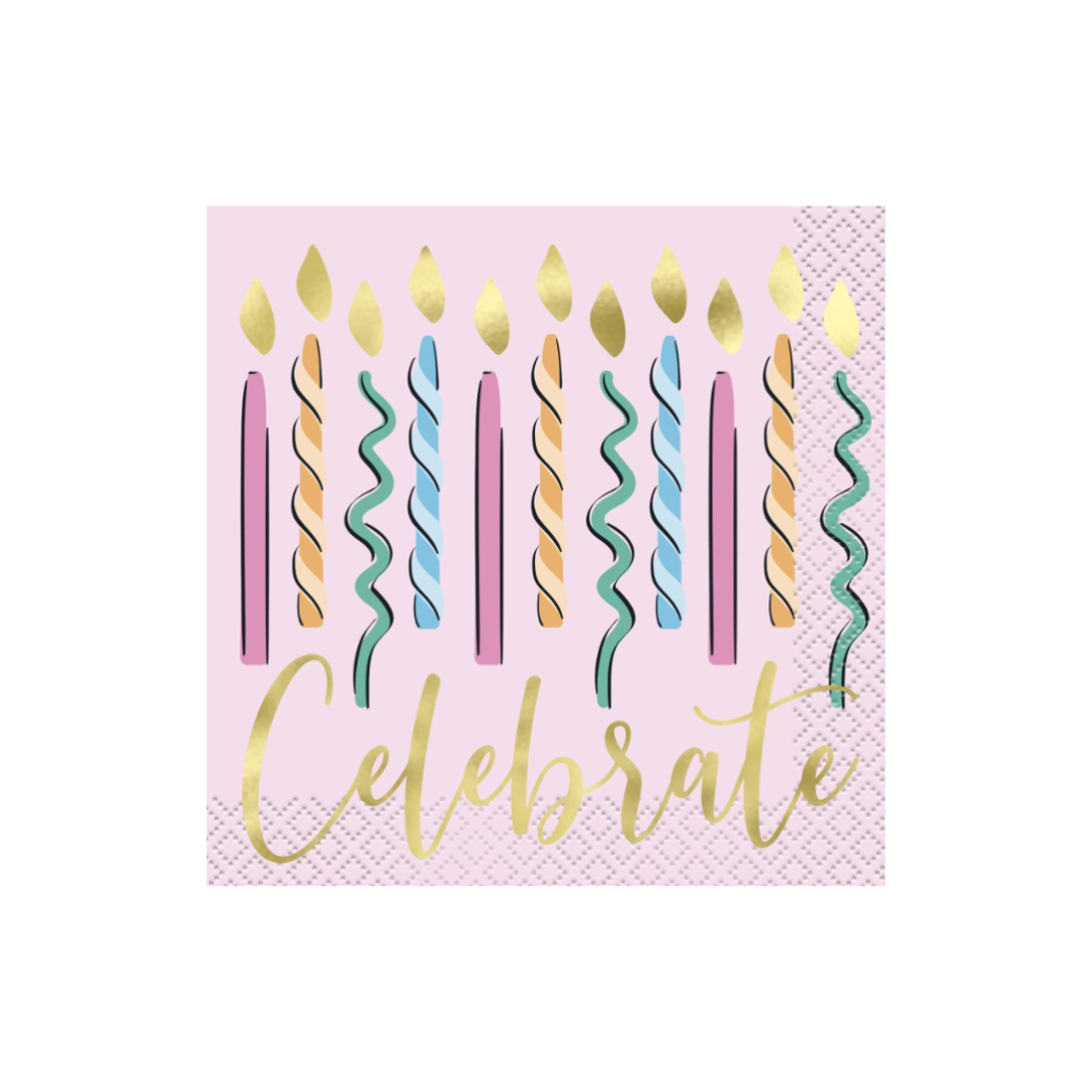 Rainbow Birthday Sweets Beverage Napkins  16ct