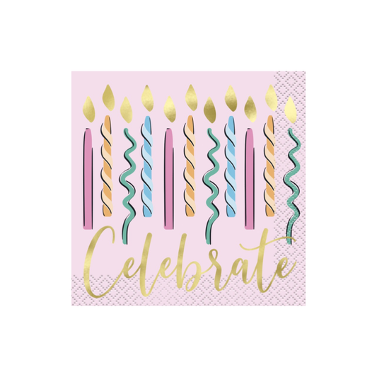 Rainbow Birthday Sweets Beverage Napkins  16ct