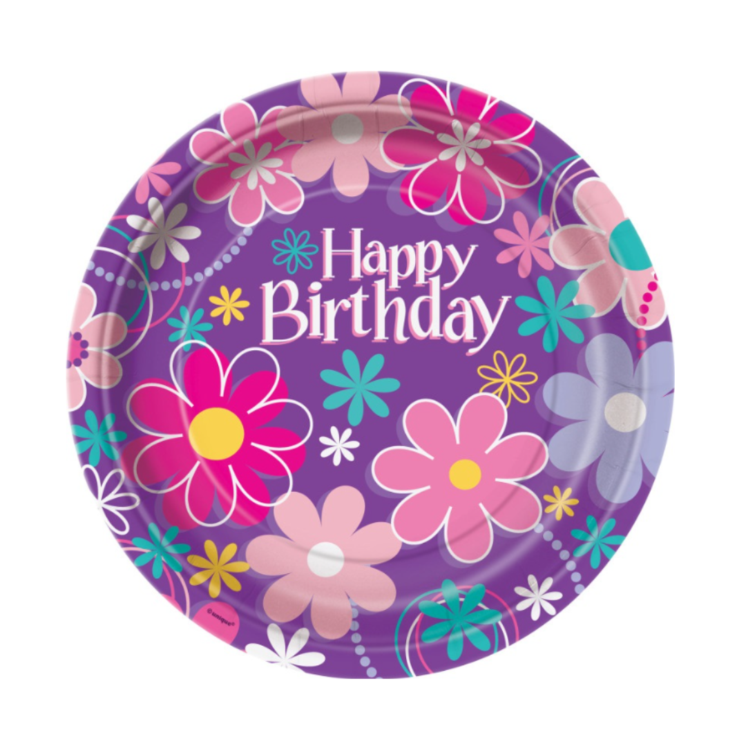 Birthday Blossoms Round 9" Dinner Plates  8ct