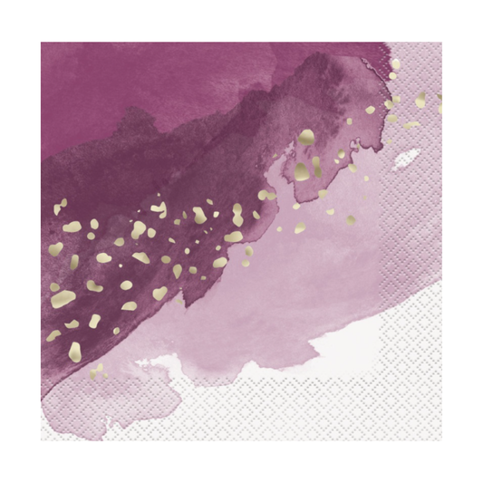 Modern Gold & Purple Luncheon Napkins  16ct