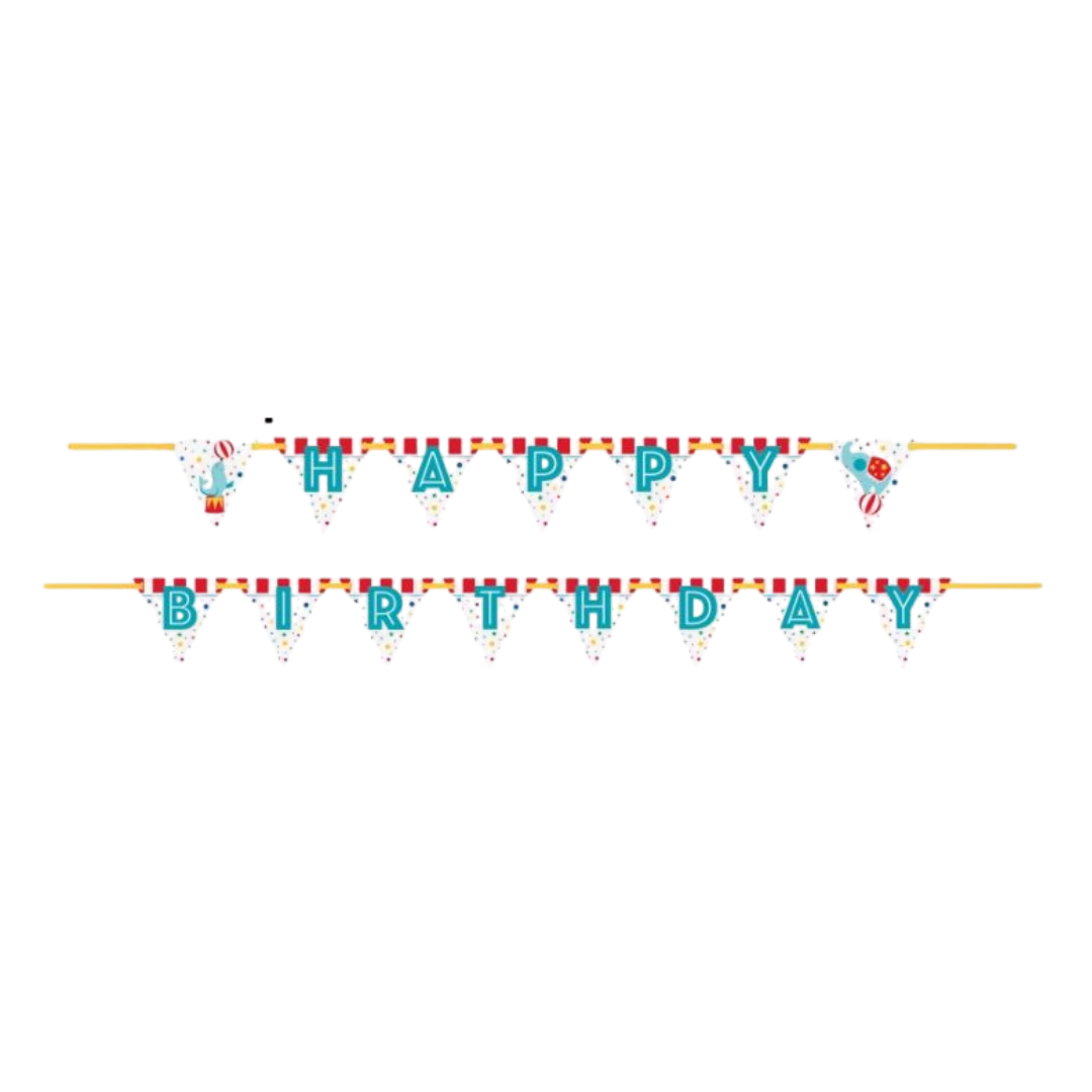 Circus Carnival Happy Birthday Flag Banner