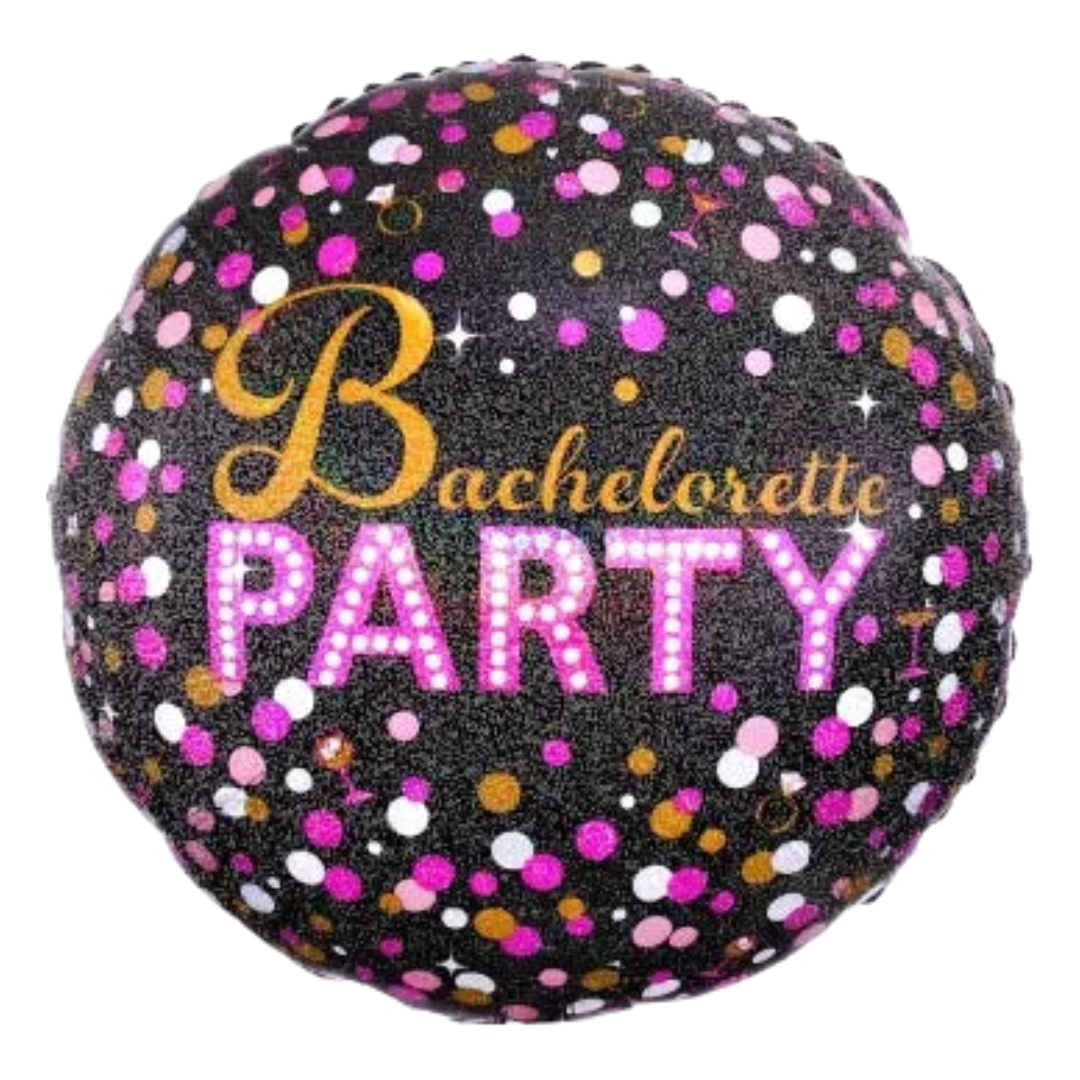 18" Holo Black and Gold Bachelorette Party Balloon