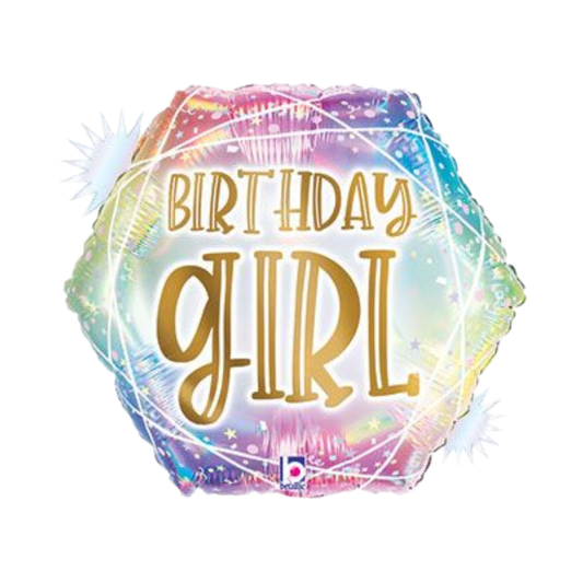18" HB GEO BIRTHDAY GIRL OPAL PASTEL