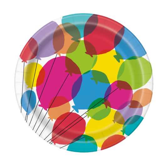 Balloons & Rainbow Birthday Round 9" Dinner Plates  8ct